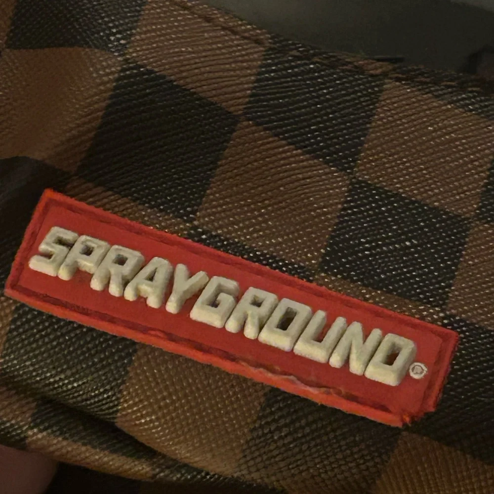 Sprayground Brown Checkered Shark Backpack - Picture 5 of 6